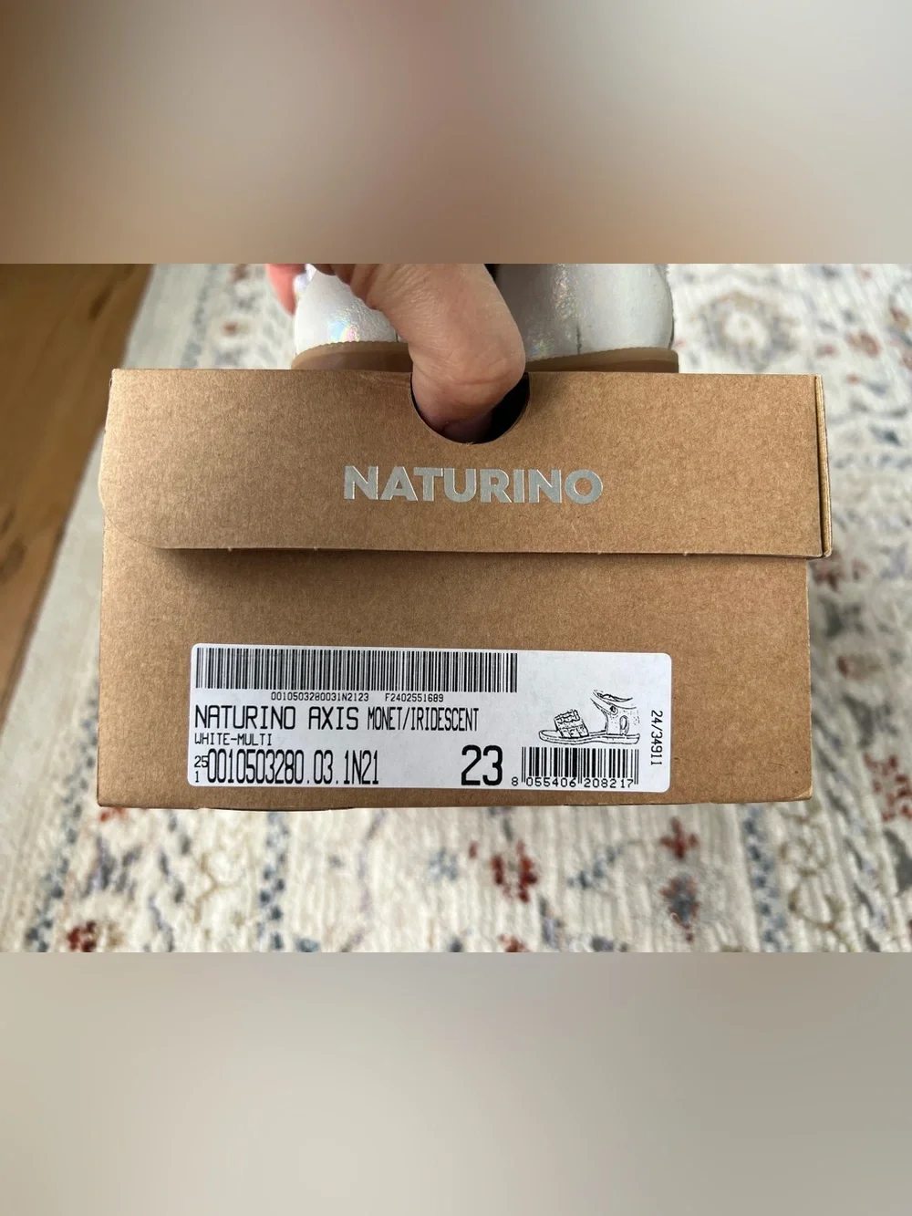 Naturino Axis toddler sandals iridescent hearts leather size 23